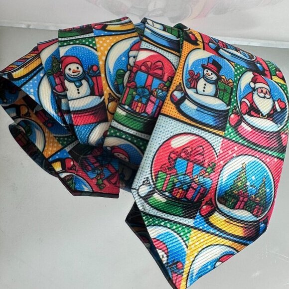 Christmas Tie  Snow globe Designer Menswear Necktie Santa Gifts Tree Mens Gift - Picture 8 of 9